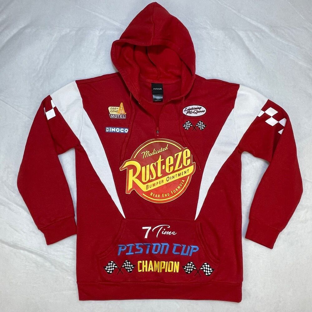 Disney Pixar Cars Lightning McQueen Rust-eze Piston Cup Champion Racing Hoodie